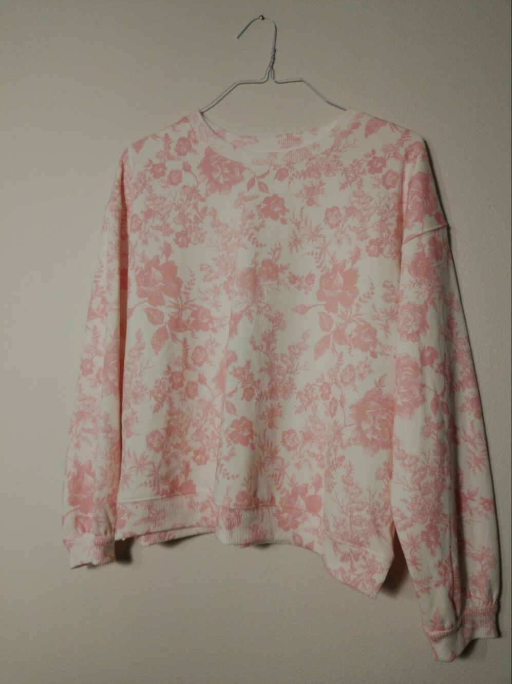 NWOT Mi Ami Pink Floral Toile Crewneck Sweater Cottagecore